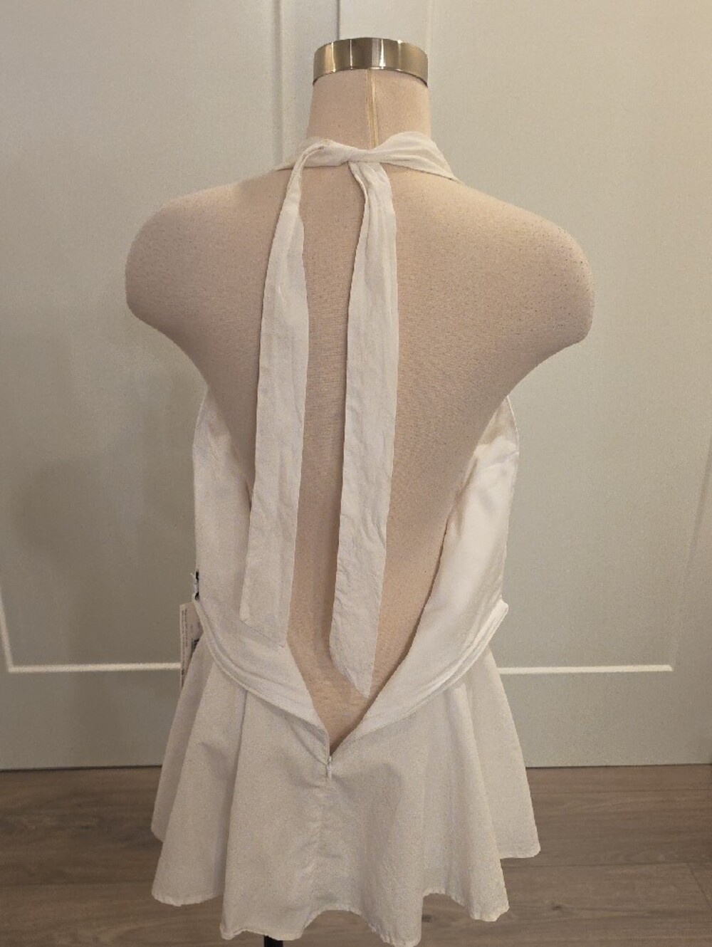 SNDYS White Halter cotton Mini Dress with Flared Skirt size L new with tags - Picture 10 of 14